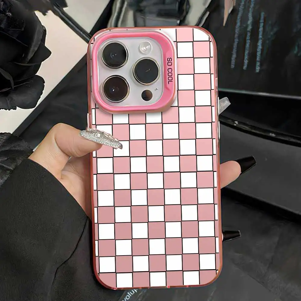 Cute Cartoon Soft Silicone Phone Cover with Silver IMD Grid Design