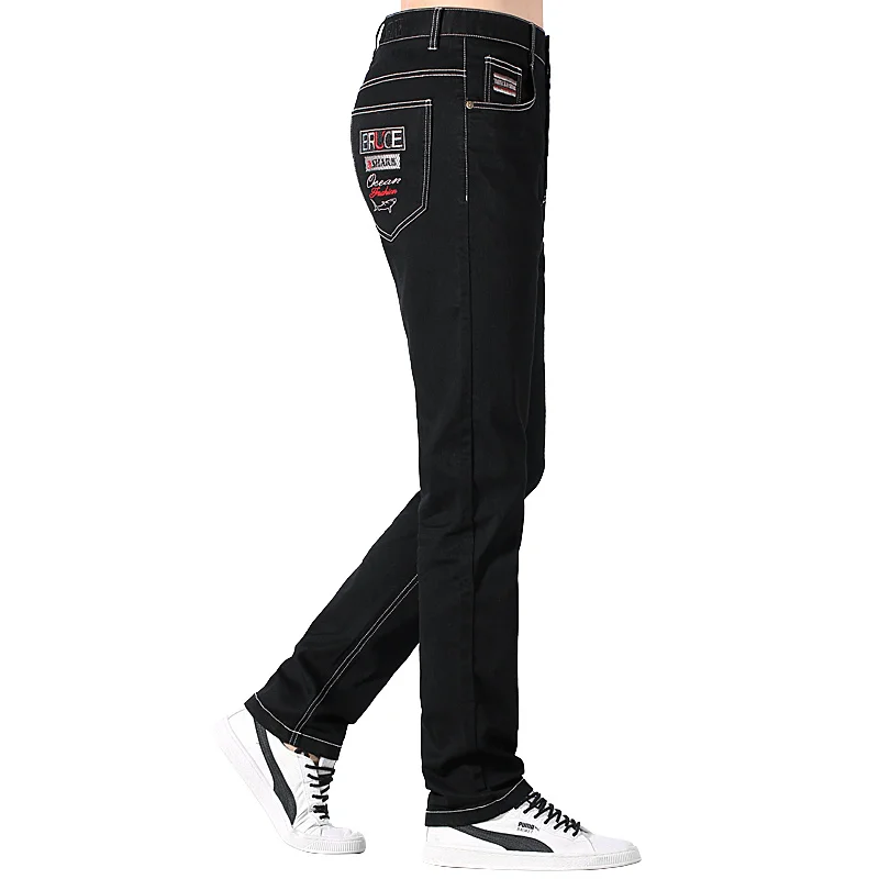 New Men's Jeans Thin Bruce&Shark Summer Classic Black cowboy jeans for men luxury brands Straight Leg Loose Style Stretching