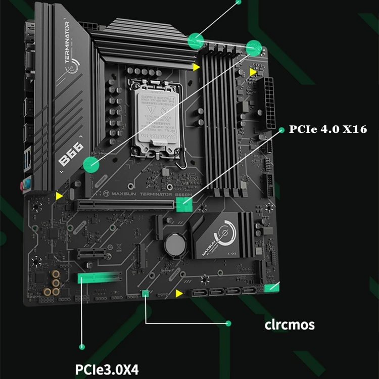 [World Premiere] MAXSUN Motherboard Intel MS- B660M 12th LGA1700 DDR4 128GB SATA3 M.2 M-ATX  Supports CPU12100 12400 12700 latest computer motherboard