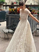 Bohemia Vintage Wedding Dresses O-Neck Short Sleeves Bridal Gowns Lace Appliques A-Line Robes Vestidos De Novia Customized 2025 1