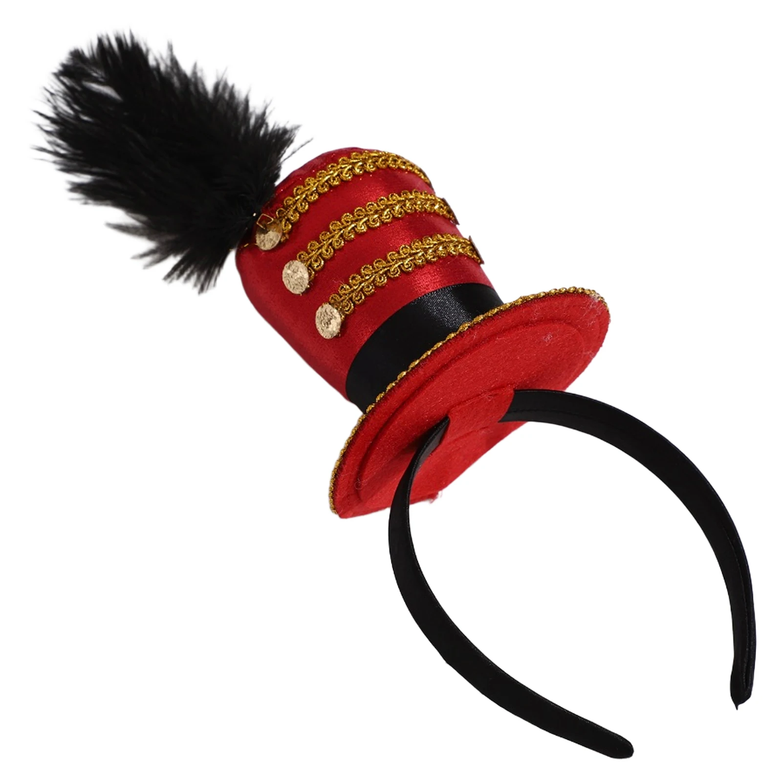 Fascinator Mini Top Stirnband Funkelnde Feder Schleife Hut Zirkus Zirkusdirektor Kleiner Haarreifen Halloween Karneval Kostümzubehör – Detail 1