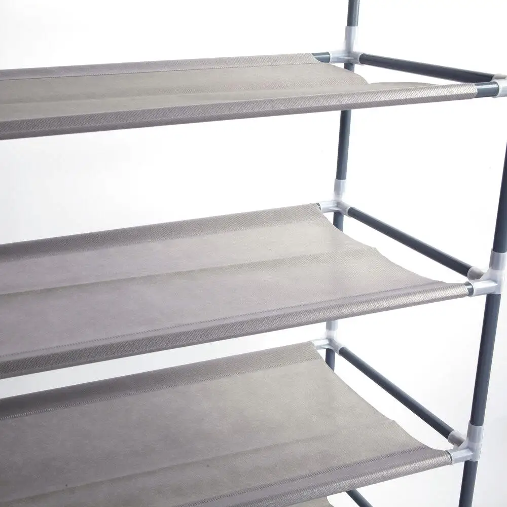 10-Tier Gray Non-Woven Fabric Shoe Rack - Easy Assembly Storage Organizer 5