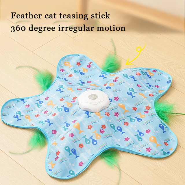 Cat Toys Interactive Hide And Seek Cat Toy With Mouse Squeaky Motion Activated Moving Concealed Feathers Kitten Teaser Toy 5