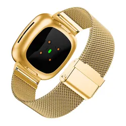 Milan Stainless Steel Smartwatch Strap - Elegant Wristband Bracelet - Fitbit versa4 (Gold)