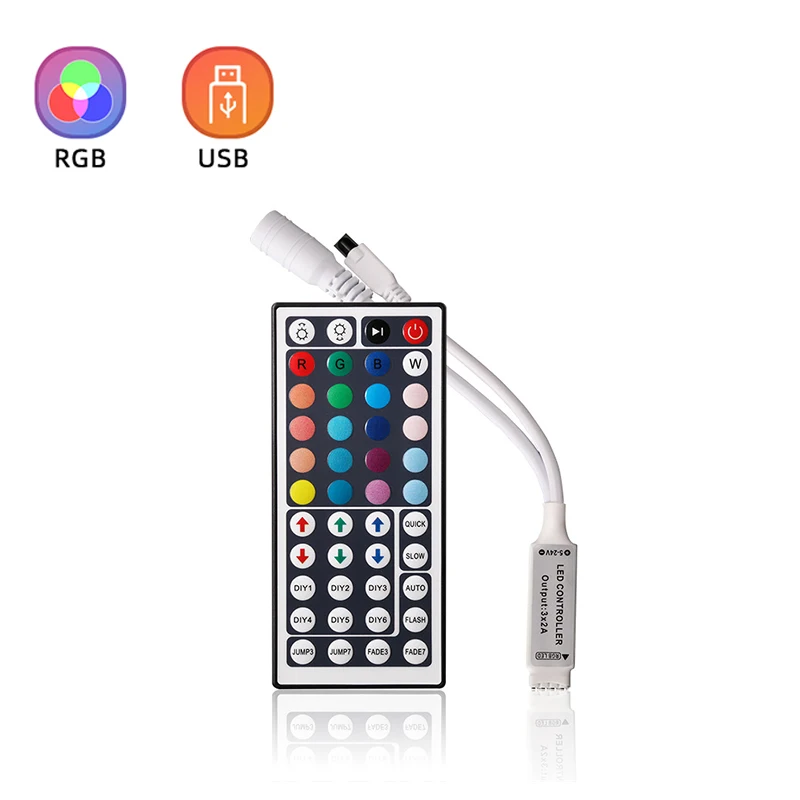 Led Controler With Remote Smart Rgb Controler 44 key Control Led Strip Lights Rgb Neon Strips cob running water flowing led strip lights ws2811 24v horse race sequential led ribbon with rf touch panel controler 10m 20m set