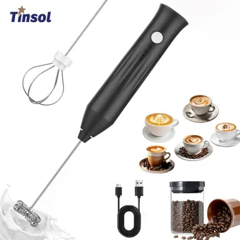 TINSOL Mini Electric Milk Frother Handheld Wireless Milk Frother USB Rechargeable Coffee Stirrer Electric Hand Mixer, Egg Beater 1