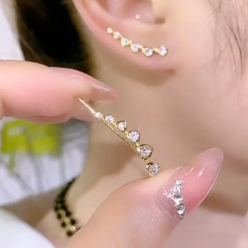 

925 Silver Needle Clear Zircon Heart Stud Earrings for Women Gilrs Elegant Wedding Birthday Jewelry Gift eh005