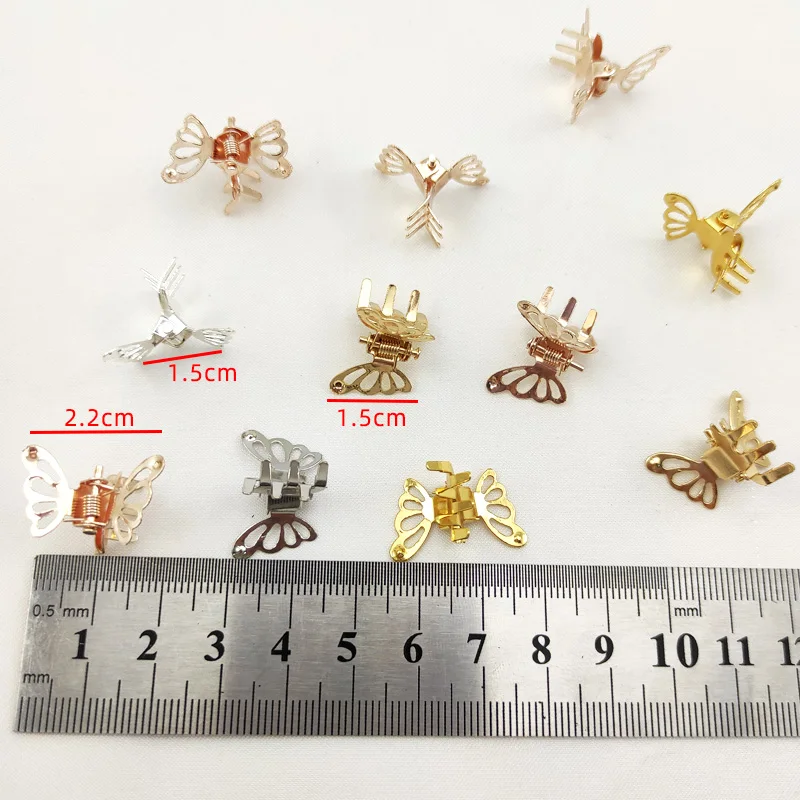 10pcs Mini Hollow Out Butterfly Design Sweet Metal Hair Clip Retro Bangs Fixed Decoration For Women And Girls