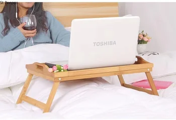 Portable Bamboo Wood Bed Laptop Desk Food Sofa Bed 2