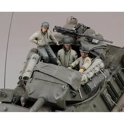 Réservoir de soldats de la seconde guerre mondiale en résine moulée à l'échelle 1/35, kit d'assemblage de modèle de posture pour 4 personnes, non peint, livraison gratuite 