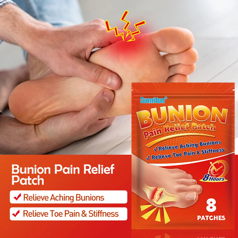 

8pcs Foot Hallux Valgus Corrector Anti Bunion Stickers Reduce Swelling Body Care Promote Circulation Gout Pain Relief Patches