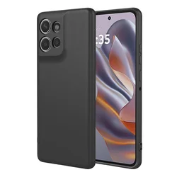 Frosted Rubber Case with Microfiber Lining - Rugged Armor Silicone Protection for Moto Edge 50 Neo (Black)