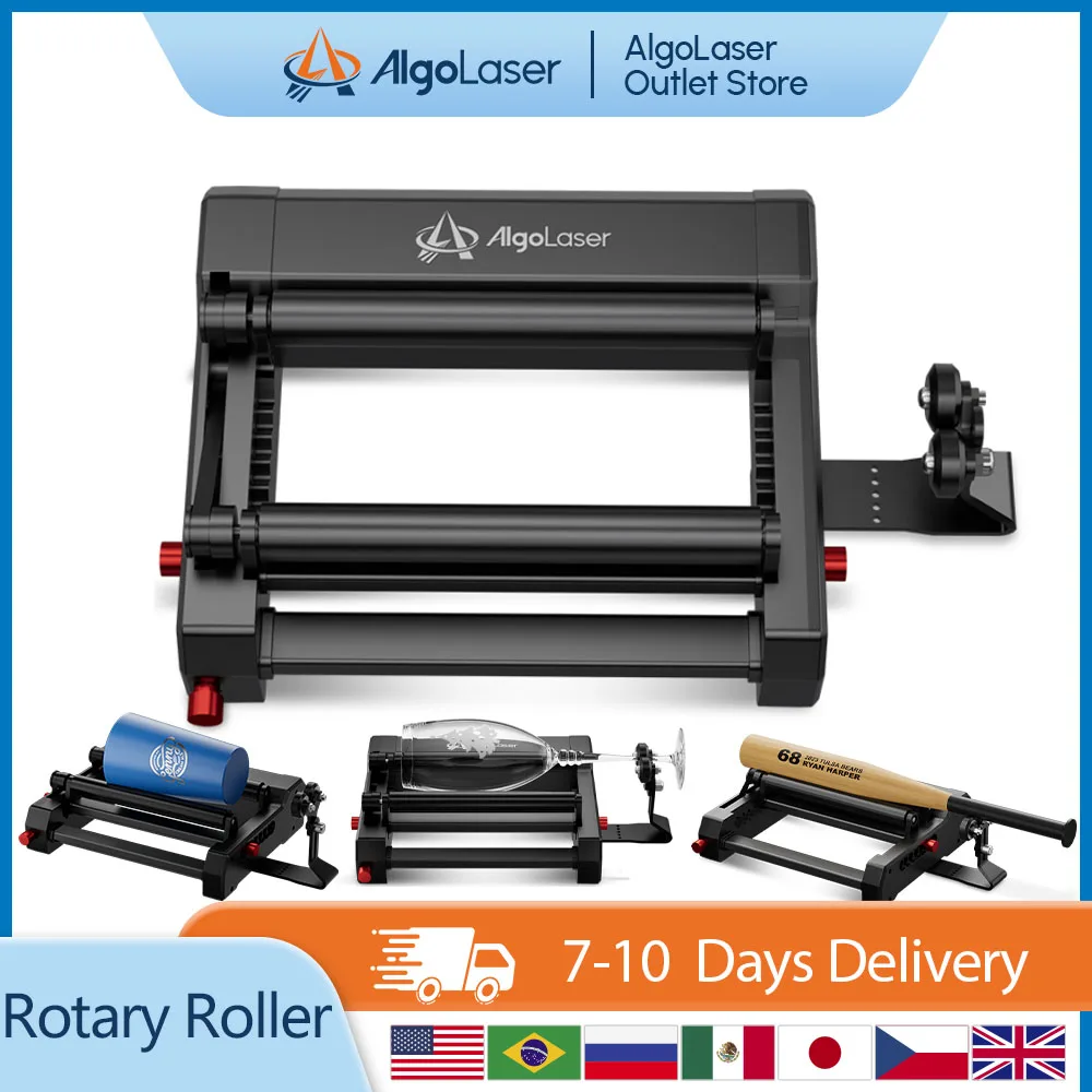 AlgoLaser Laser Rotary Roller Laser Engraver Y-axis Rotary Roller 360° Rotating For 95% of laser engraving LightBurn Laser GRBL