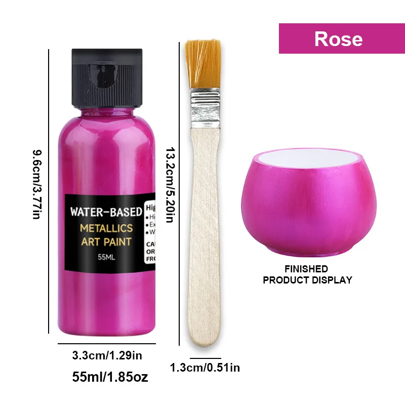 12색 수성 메탈릭 페인트 55ml 녹방지 변색방지 안료 DIY 공예 금속 표면용