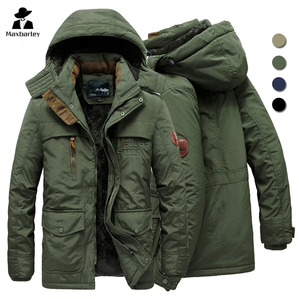 

Men's Winter Jacket Military Thick Warm Hooded Windbreaker Fleece Linning Outdoor Parka Coat Outerwear Big Size 6XL Multi-pocket