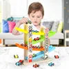 4/7 Track Wooden Ramp Racing Toddler Toy Car Set Montessori Educational Toy Game Mini Inertia Slide Roller Coaster Racing 2