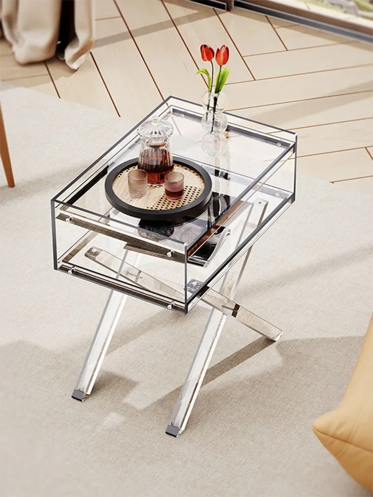 Furniture Acrylic Nightstands,Transparent Bedside Cabinets,Shelves,Bedroom Night Stands,Creative Living Room Sofa Coffee Tables