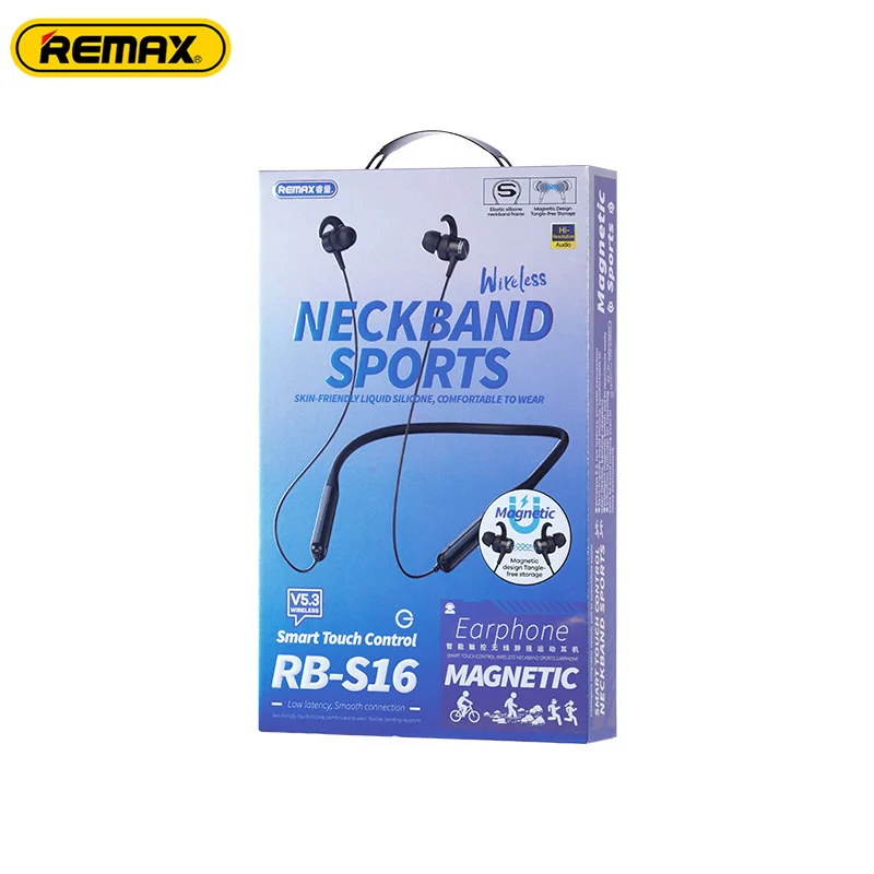 Remax RB-S16 Smart Touch Contral Wireless Neckband Sports Earphone Support 2-device Connection Bluetooth 5.3 Headphone images - 6