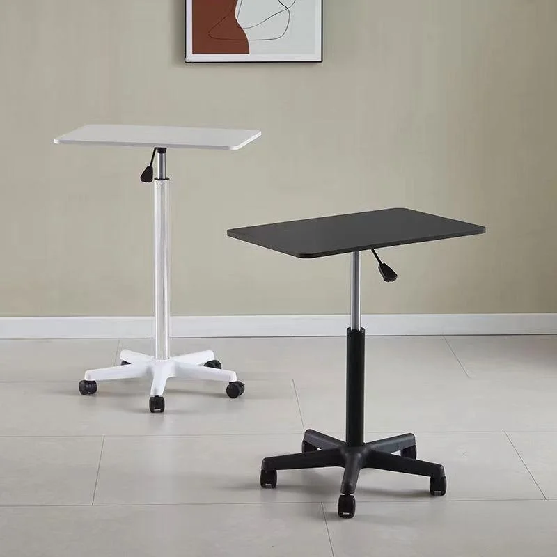 Laptop Desk Stand Movable Lifting Small Desk with Pulleys Livingroom Sofa Side Table Mobile Lift Standing for Podium
