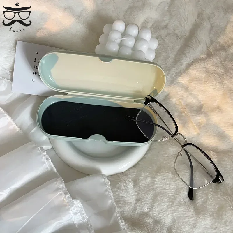 Cream Colored Glasses Case Women Portable Cute Sunglasses Myopia Glasses Storage Box Travel Protective Organizer
