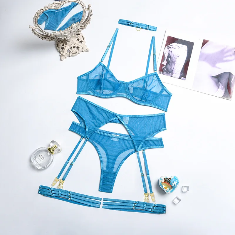 

AIIOU Women Sexy Lingerie Bra Underwear Set Sexy Lace Transparent Babydoll Dress See Through Feminina Lenceria Erotic Costumes