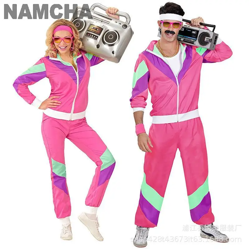 

Disco Tracksuit Suit Windbreaker Coat Pant Retro Trendy Hip Hop 80S 90S Men Women Adult Stage Performance Costume Rave Party Set