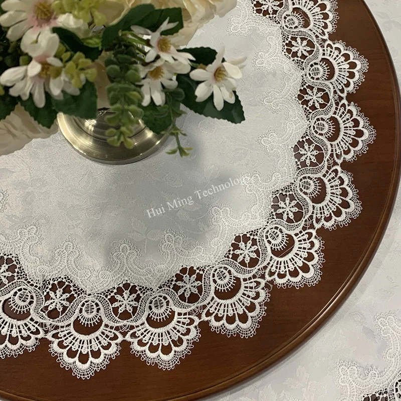 Table Cloth Round Table Cover White Retro Tablecloth Europe Lace Dust Dining Table Juppe Restaurant TableCloths Home Decoration