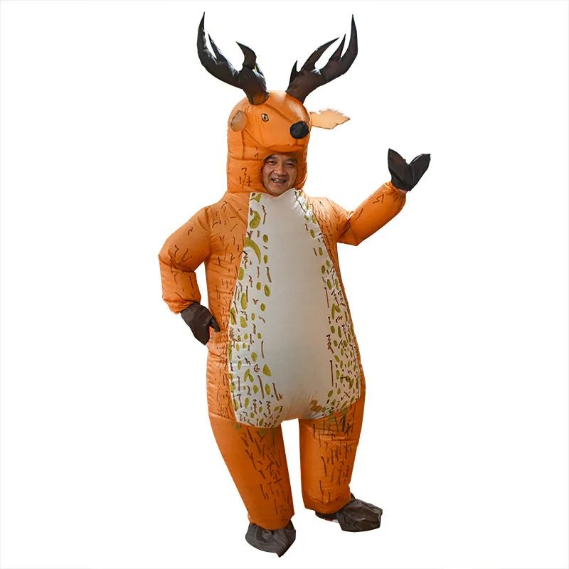 Holiday Carnival Christmas Deer Model Inflatable Cartoon Costume Suit Adult Man and Woman Stage Cosplay Party Birthday Prop