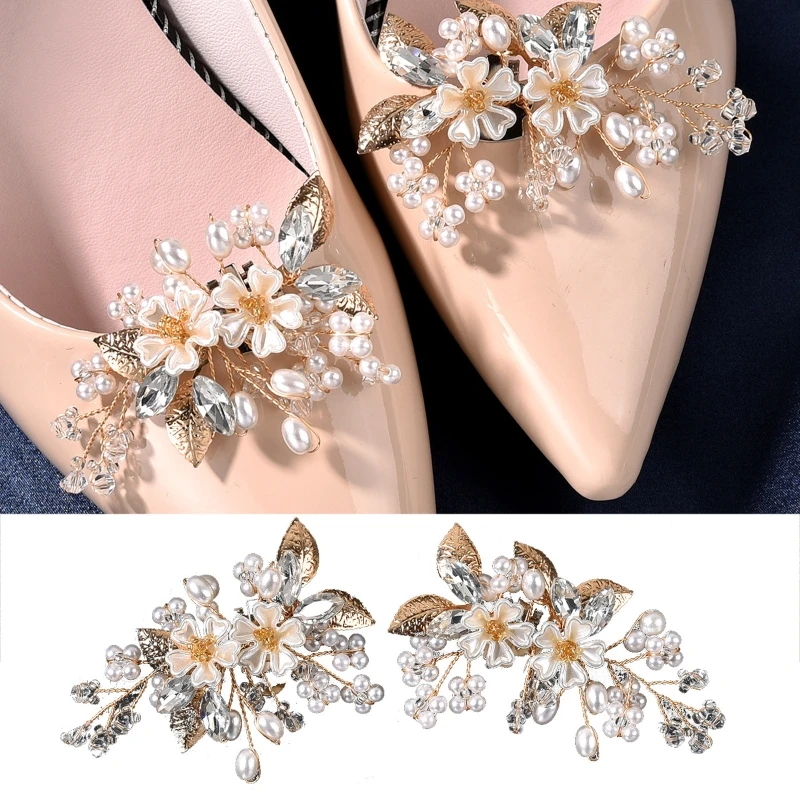 

1 Pair Rhinestone Shoe Clips Buckles Crystal Flower Shoe Charms Ornaments Wedding Party Boots Decoration for Women Girls