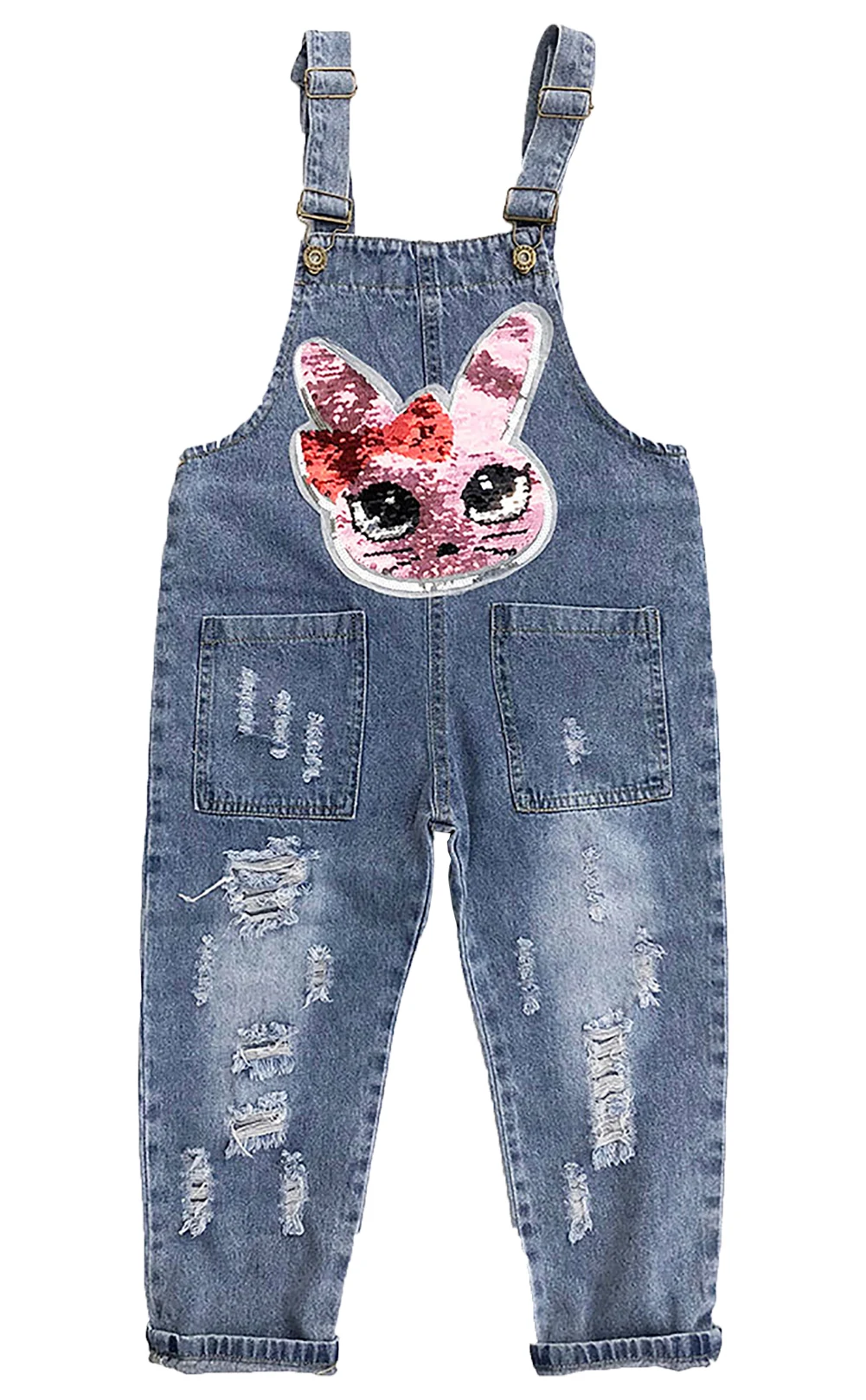 Girls Jumpsuit Denim Overalls for Kids Blue Adjustable Belts School Girls Suspenders Children Jeans Pants for Girl Denim Romper