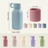 1PCS Baby Silicone Sports Cup Portable Baby Tableware Solid Color Baby Water Bottle Leakproof Baby Sippy Cups Kids Flip Lid Cup 6
