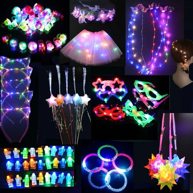 15/30pcs Glow Sticks Foam Led Stick Palm Bulk Glowing Glasses Luminous  Headdress Glowing Rings For Wedding Party Supplies