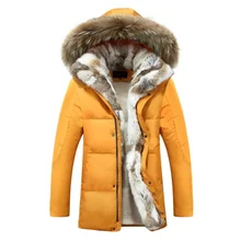  Men Winter Jacket 2022 Winter Thick Hood  Detached Warm Waterproof Big Raccoon Fur Collar for -30 Degrees Leisure Down Jacket 