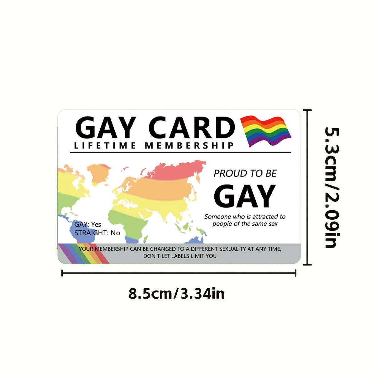 Gay Pride Lifetime Membership Card PVC Rainbow Stripes Double-Sided Glossy Non-Stick Rectangular Decor Sign for Pride Events