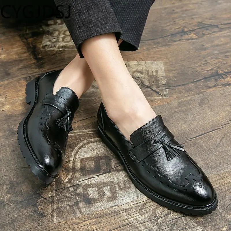 

Туфли-оксфорды мужские без шнуровки, итальянские лоферы, деловые костюмы, Офисная повседневная обувь, 2024