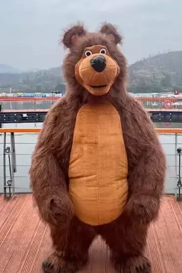 Costume da mascotte orso Masha gonfiabile in peluche gigante per