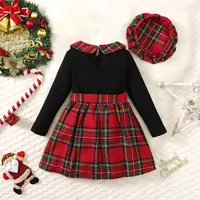 Robe de princesse Cool pour filles de 4 à 7 ans, haut en Patchwork à carreaux, manches longues, avec chapeau, automne et hiver 6
