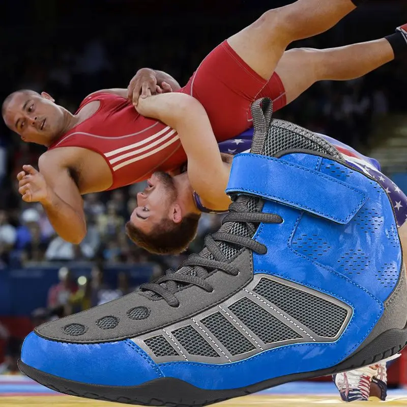 Breathable Boxing Fighting Sneakers Professional Unisex High Top Wrestling Shoes Boxing Fighting Training Boots Outdoor Sports