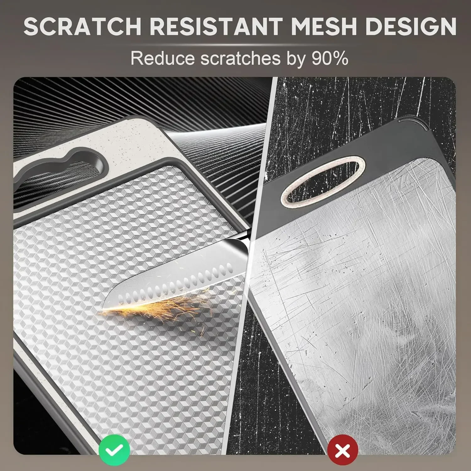 1pc Stainless Steel Kitchen Cutting Board Food Grade Anti-Slip Silicone Edges Wheat Straw Board Double Sided Chopping Board