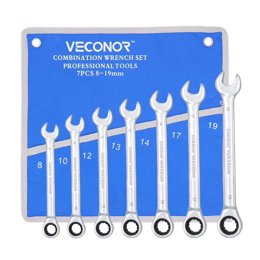 7pcs Keys Ratchet Wrench Set Hand Tool Combination Spanner Set Head