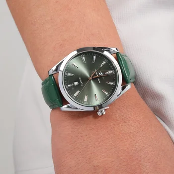 Luxurious Men's Quartz Watch Leather Watchband Fashion Simple Business Buckle Wristwatches for Birthday Boyfriend Gift