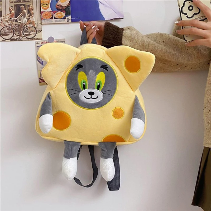Tom E Jerry Cartoon Anime Tom Cat And Jerry Mouse Zaino In Peluche Kawaii Cheese Shape Borsa A Tracolla Divertente Regalo Di Compleanno Per Bambini