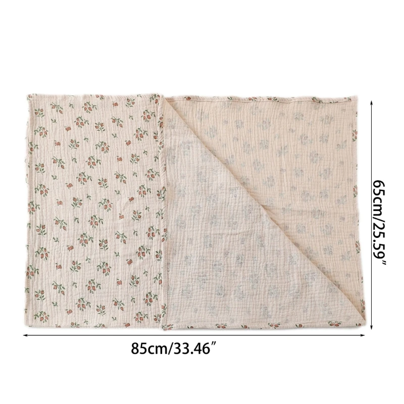 2pcs Cotton Swaddle Blanket Baby Blanket Floral Print Muslin Diaper Swaddle New Born Crinkle Fabric Born Stroller Cover 6