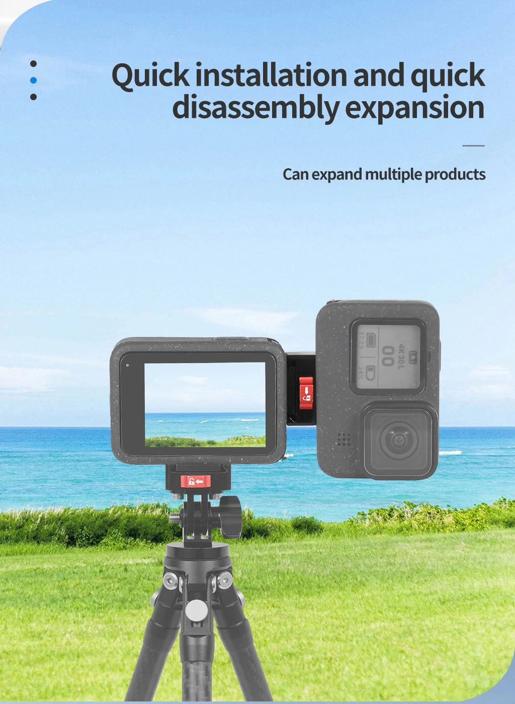 Stativ V Mount Adapter 1/4 Schraube Schnellspanner für GoPro 13 12 11 10 OSMO Action Kamera Batterieabdeckung Schnellinstallationsschalter – Detail 7