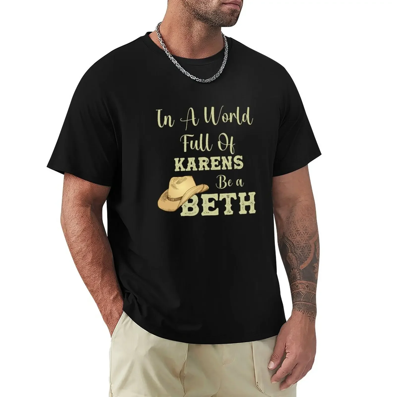 

In a World Full of Karens, Be a Beth T-Shirt sports fans summer tops boys animal print mens vintage t shirts