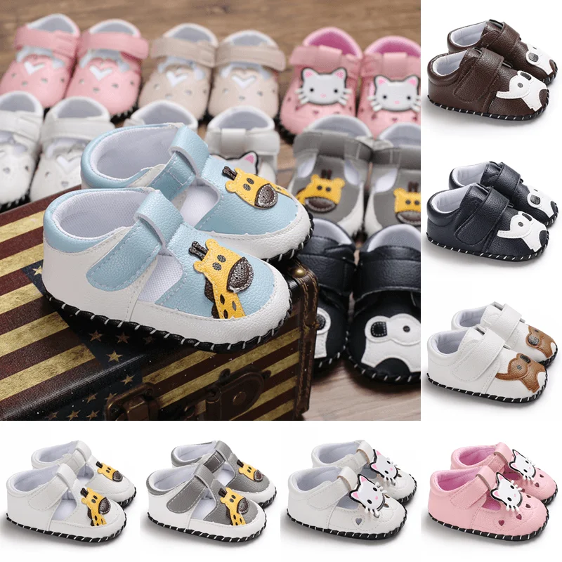 Newborn Boys And Girls Shoes Cute Cartoon Pu Animal Pattern Baby Summer
