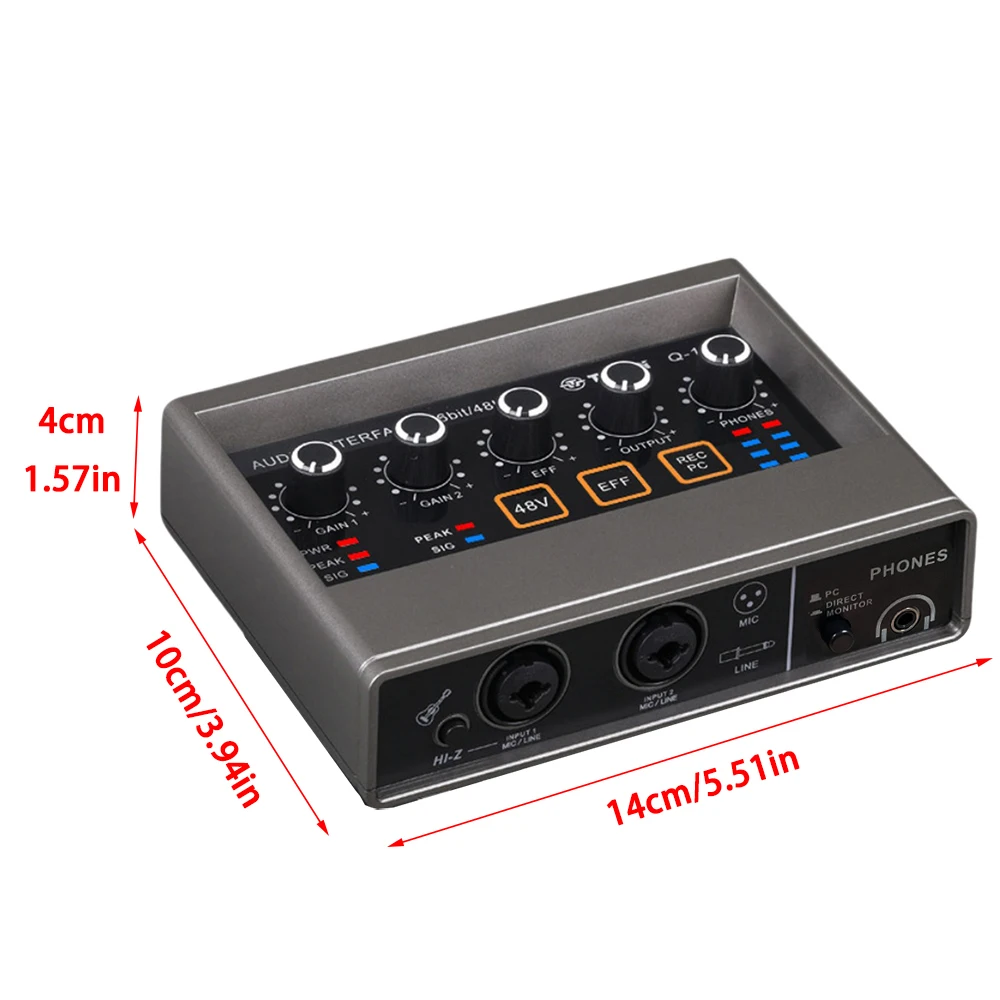 Q16 Professional Audio Interface for Recording Computer Free Drive USB External Sound Card for Pc Pro Audio Equipment