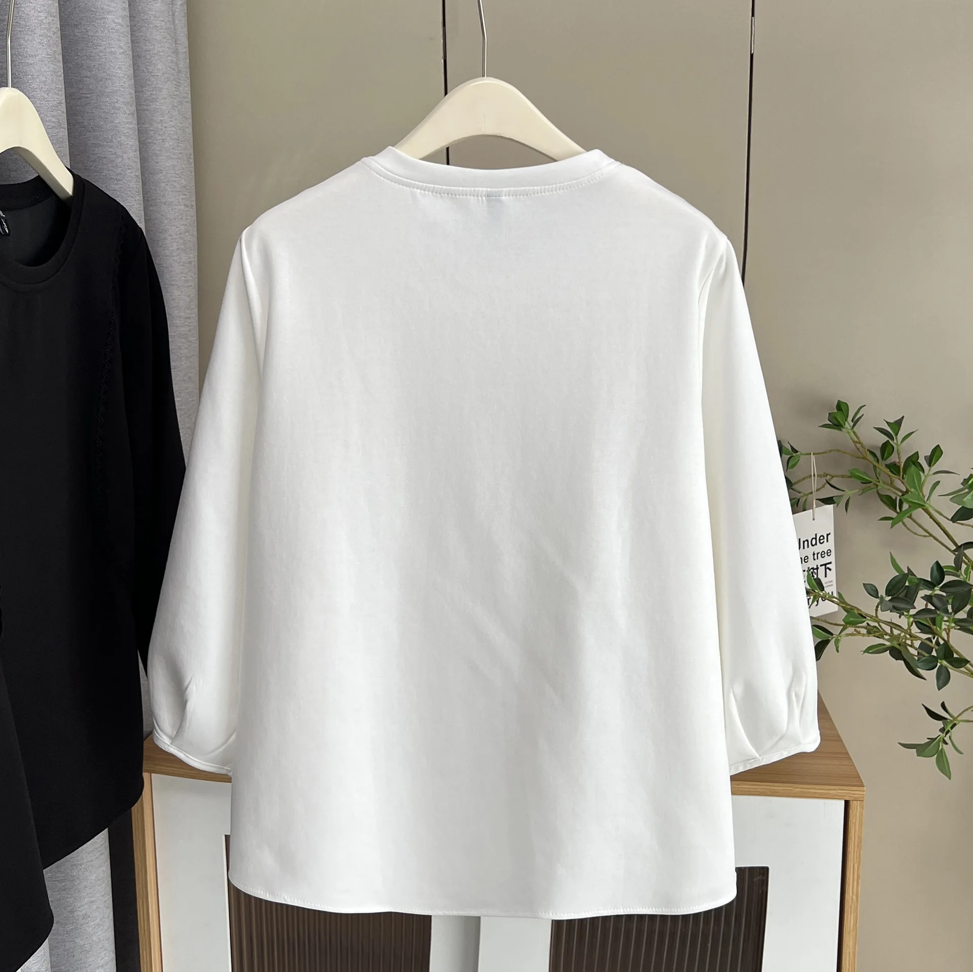 Fashion Plus Size Women's T-Shirt New Autumn Style Simple Lace Patchwork Long Sleeve Tops 629