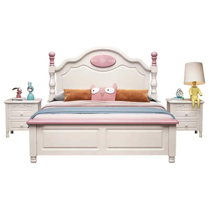 Letto singolo per bambini da 1,5 m in legno massello, stile americano moderno e semplice, per cameretta, letto da principessa per bambina da 1,2 m - immagine 5