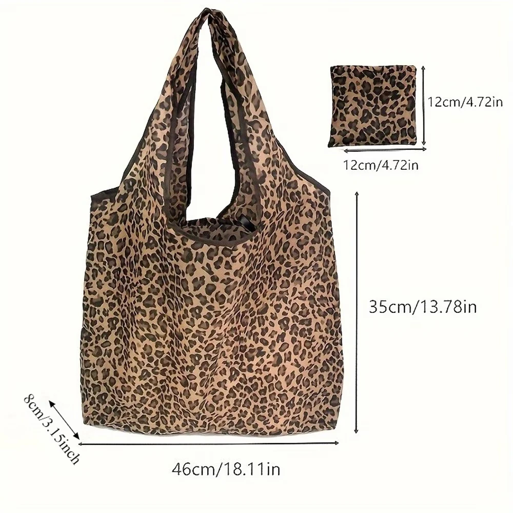 Leopard Print Foldable Tote Bag - Lightweight, Durable, and Leak-Proof